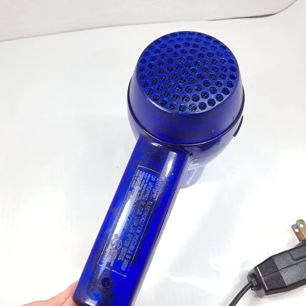 Conair Hair blow Dryer Translucence clear blue Y2k 1875 Watt Model 077B WORKS